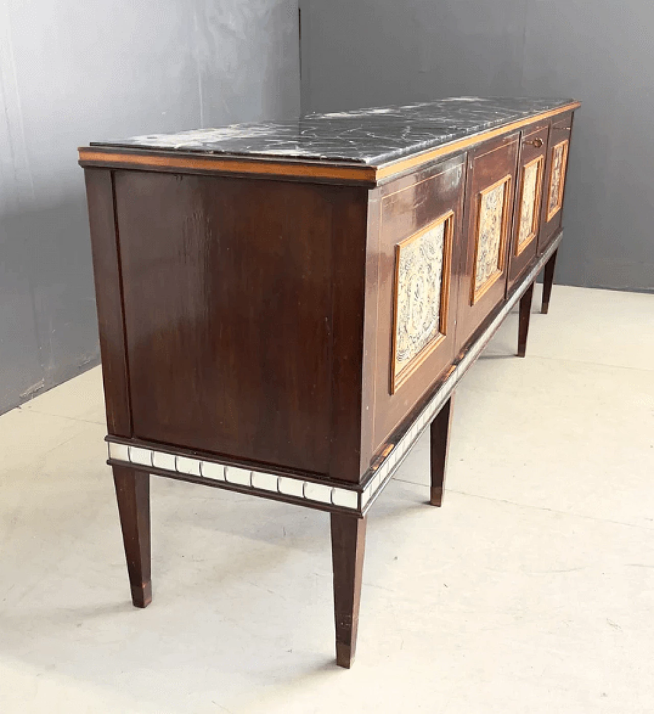 Sideboard in wood and marble by Paolo Buffa, 1950s 4