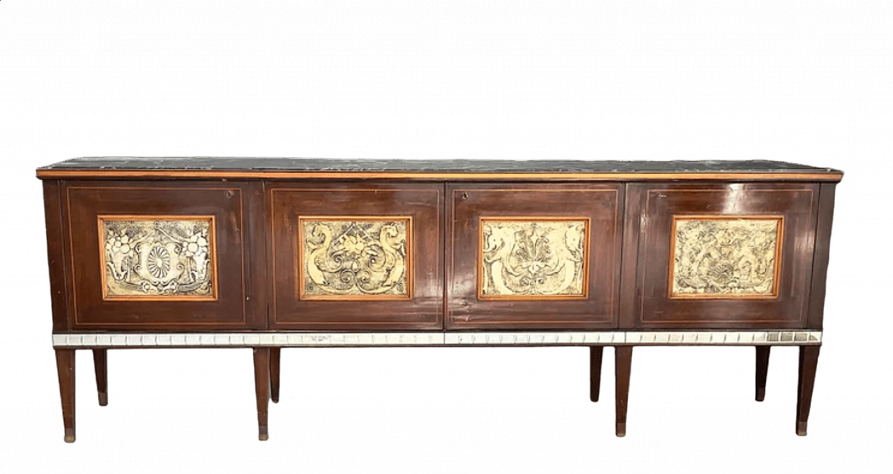 Sideboard in wood and marble by Paolo Buffa, 1950s 6