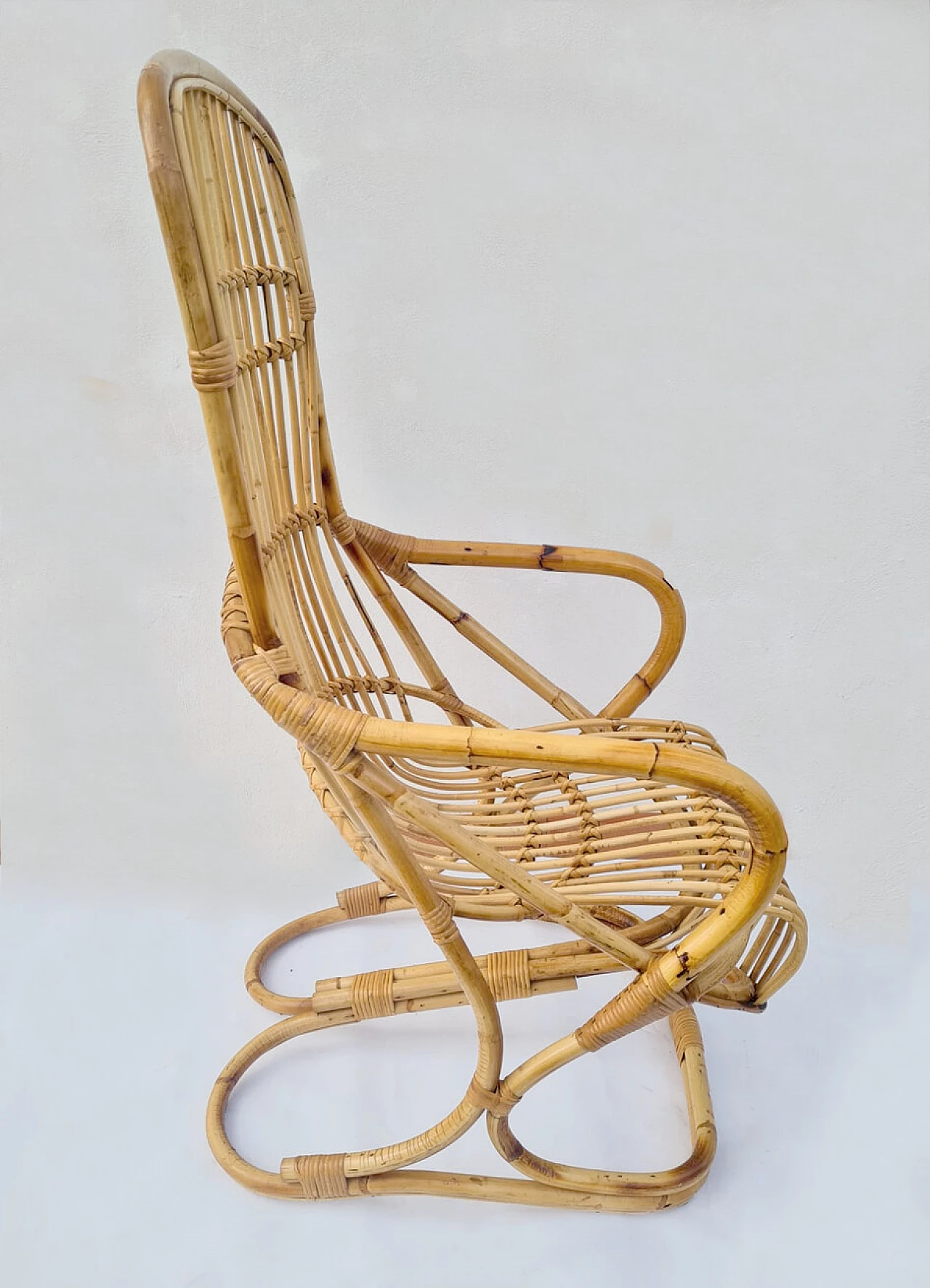 Coppia di poltrone in bambù di Tito Agnoli per Bonacina, anni '50 1