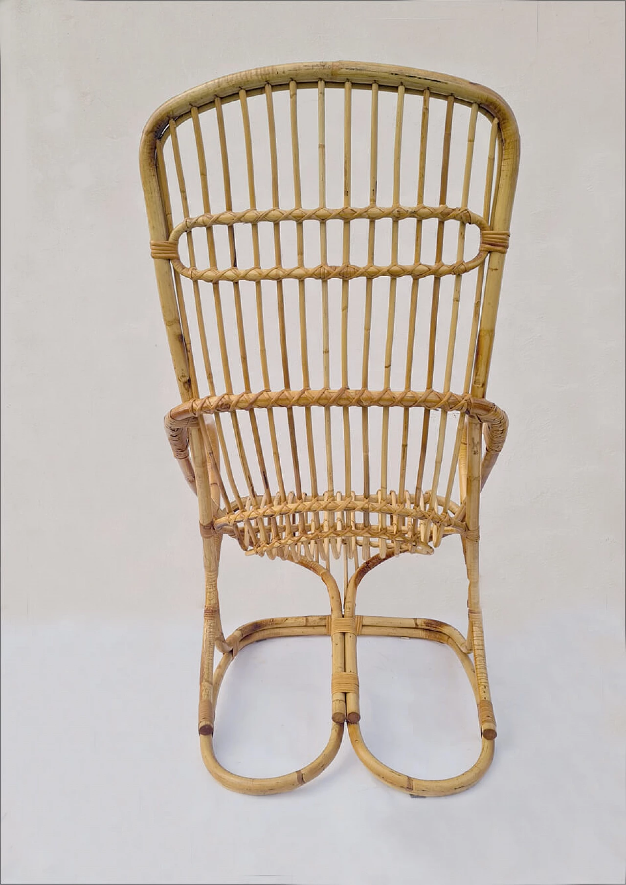 Pair of bamboo armchairs by Tito Agnoli for Bonacina, 1950s 4