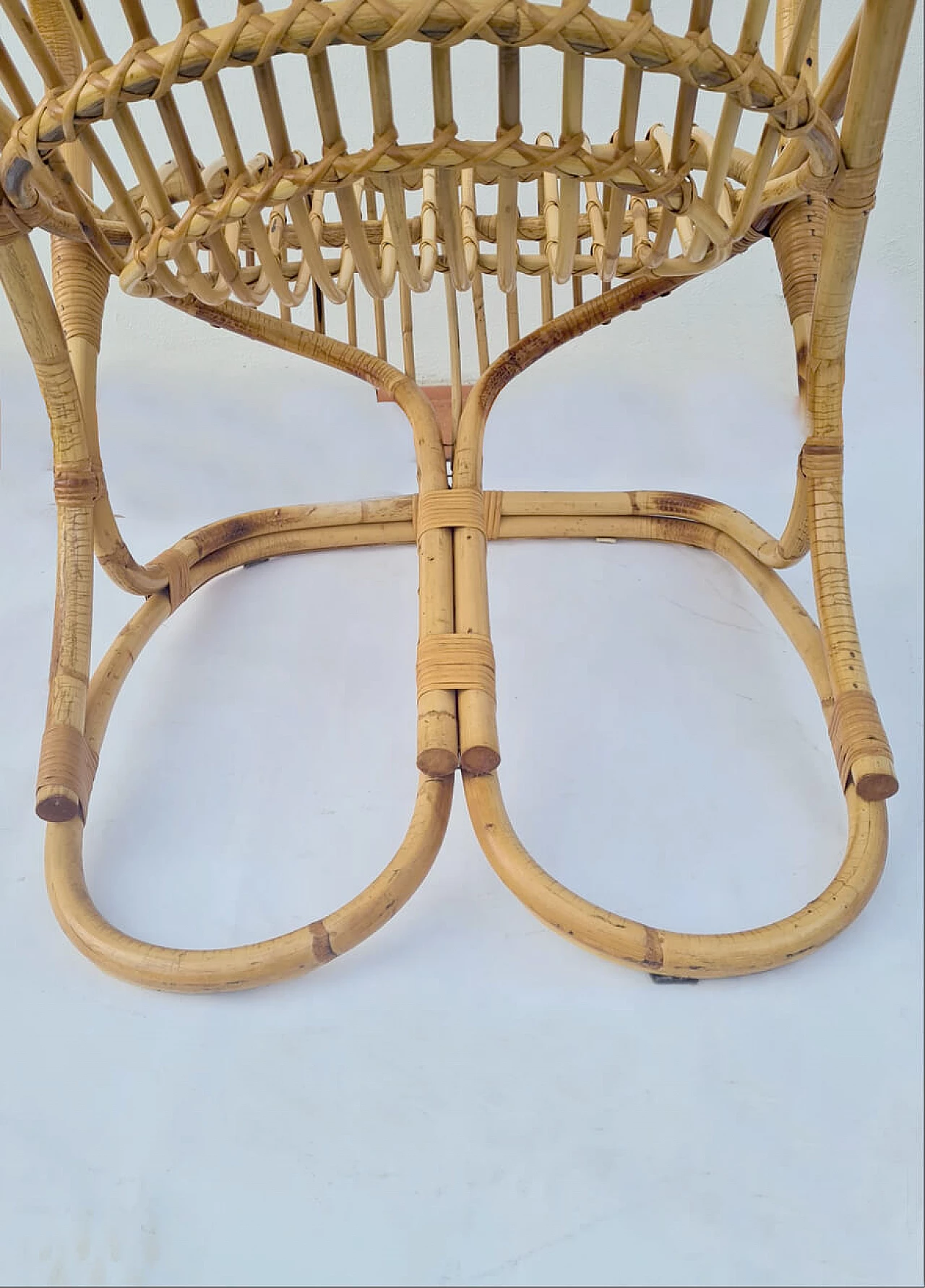 Pair of bamboo armchairs by Tito Agnoli for Bonacina, 1950s 5