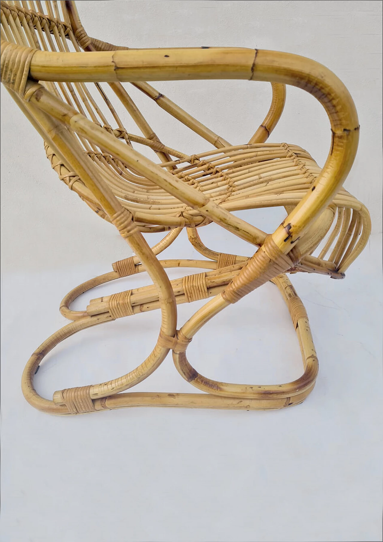 Pair of bamboo armchairs by Tito Agnoli for Bonacina, 1950s 6
