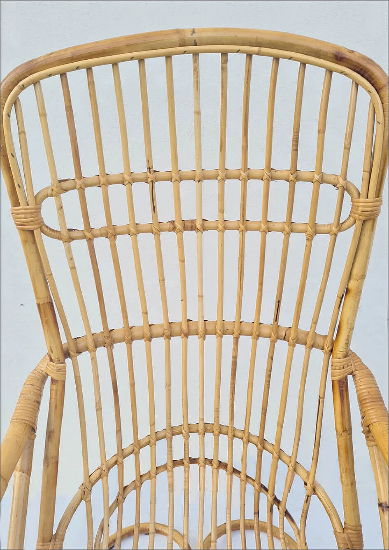Pair of bamboo armchairs by Tito Agnoli for Bonacina, 1950s 8