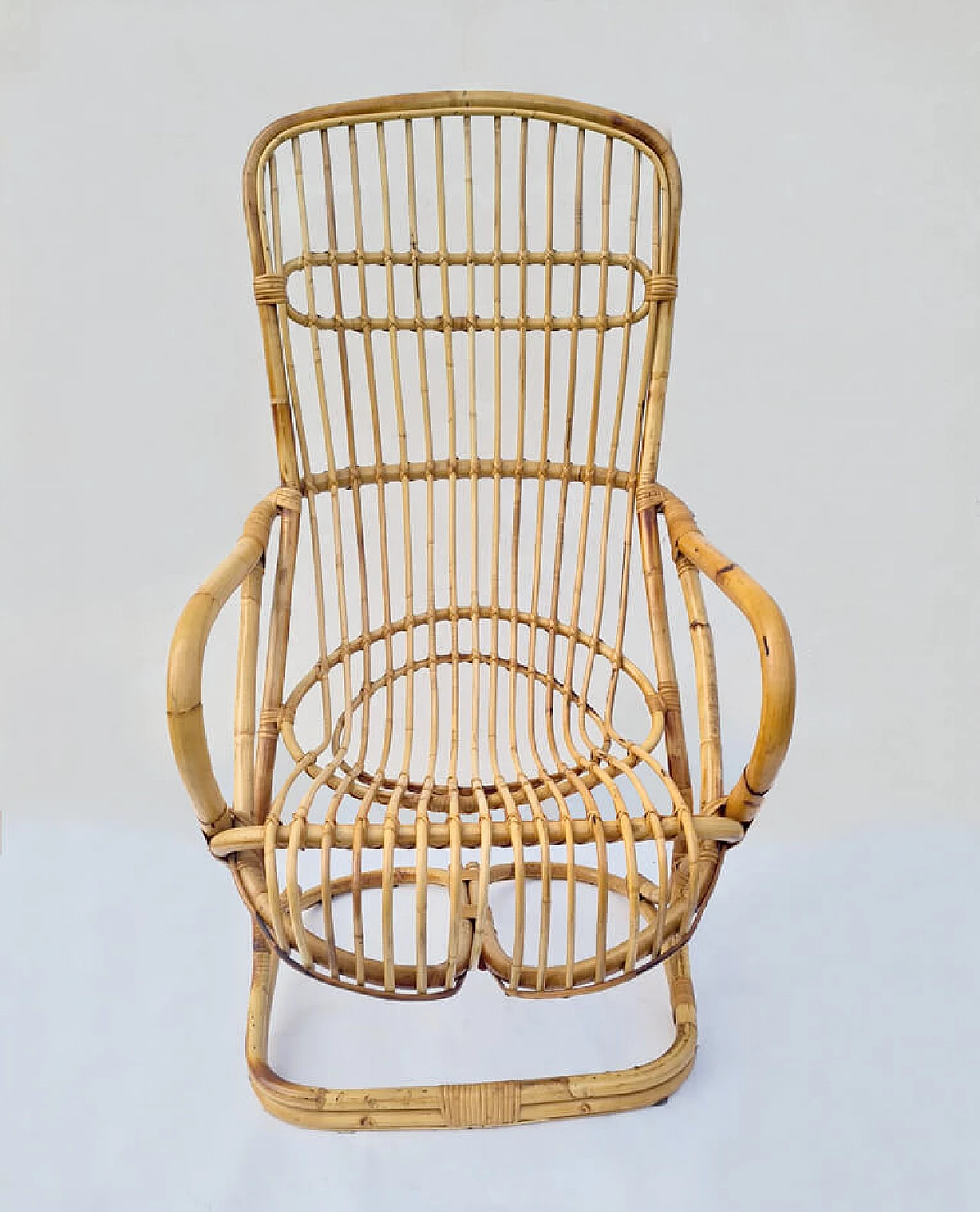 Pair of bamboo armchairs by Tito Agnoli for Bonacina, 1950s 9