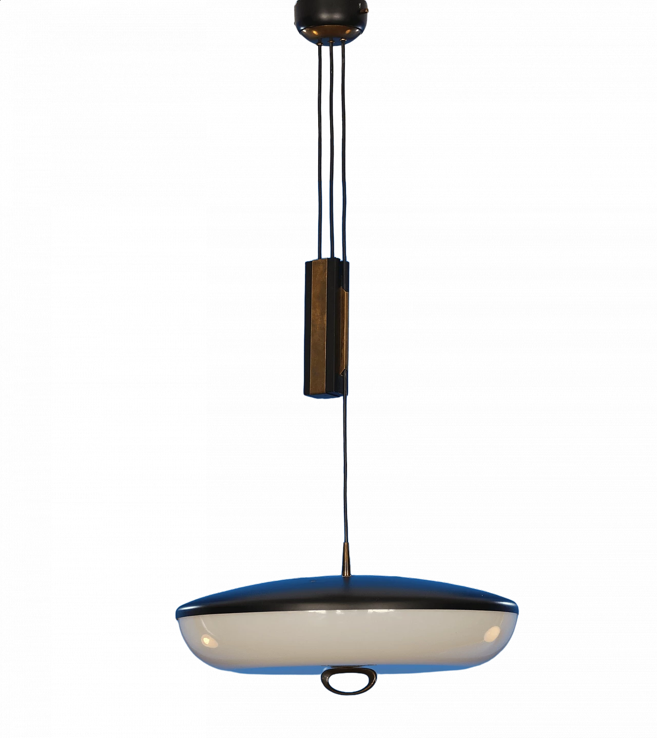 Lampadario Stilnovo con meccanismo saliscendi, anni '50 8