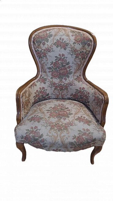 Poltrona con telaio in noce, anni '50