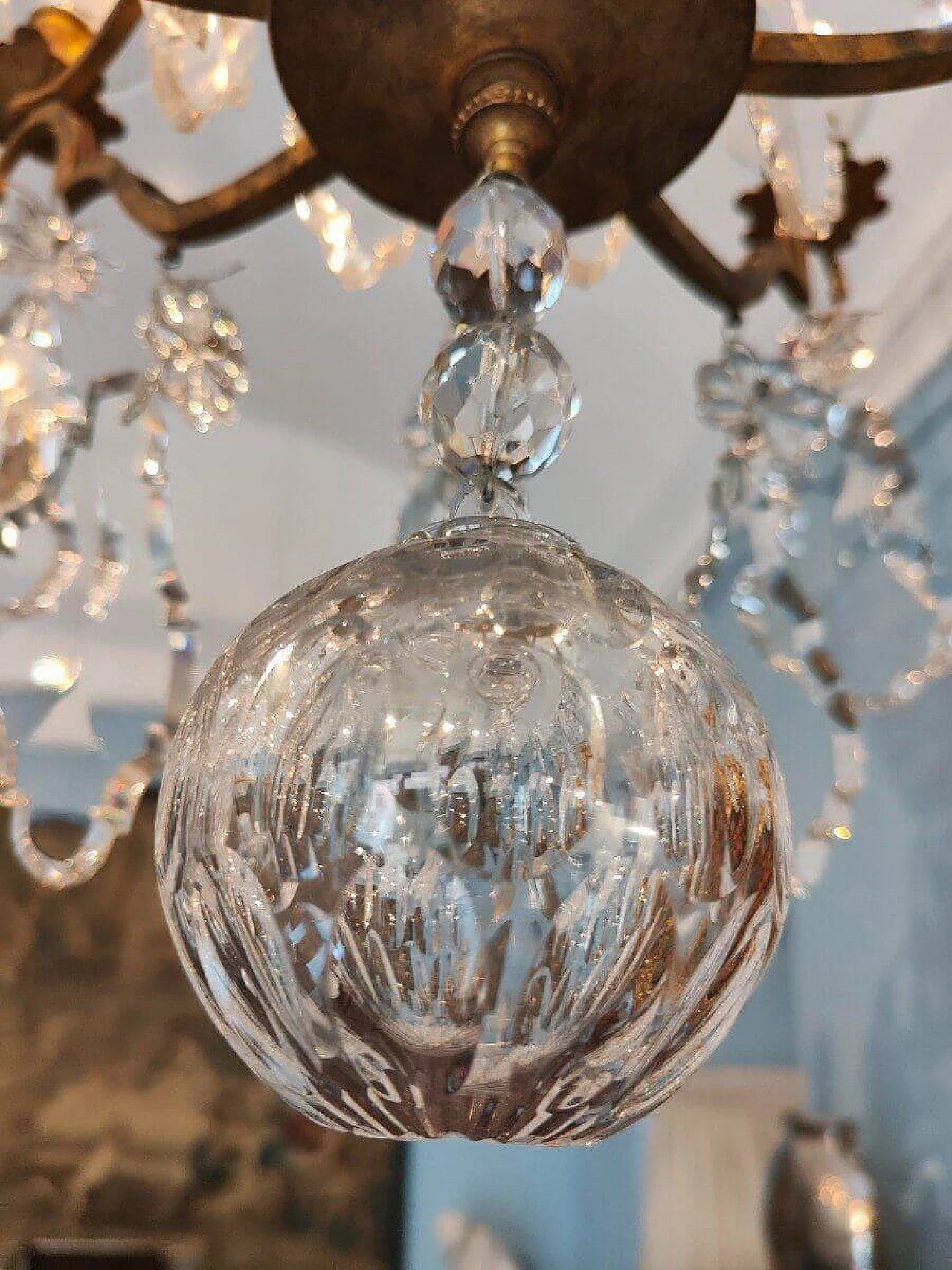 Baccarat bronze and crystal chandelier, early 20th century 3