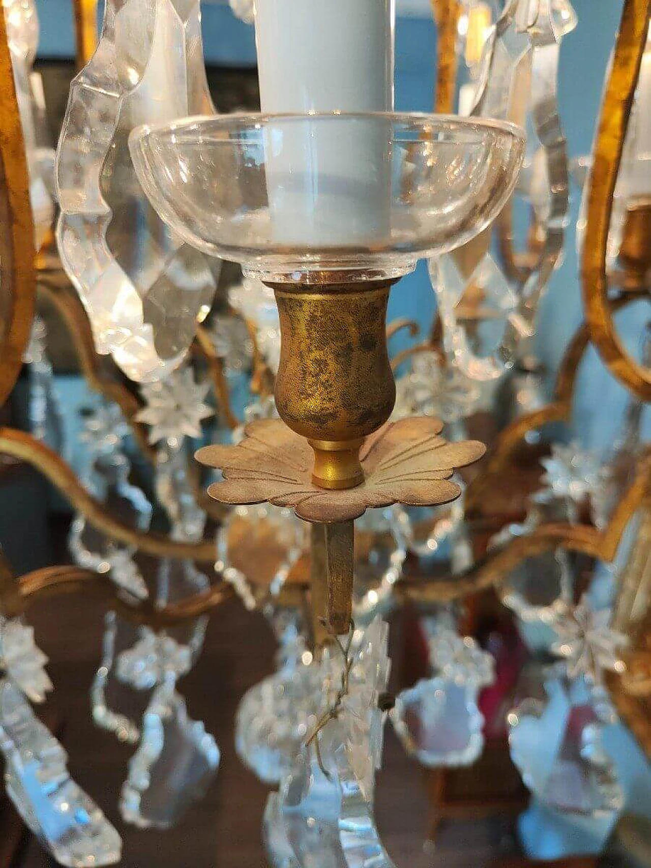 Baccarat bronze and crystal chandelier, early 20th century 4
