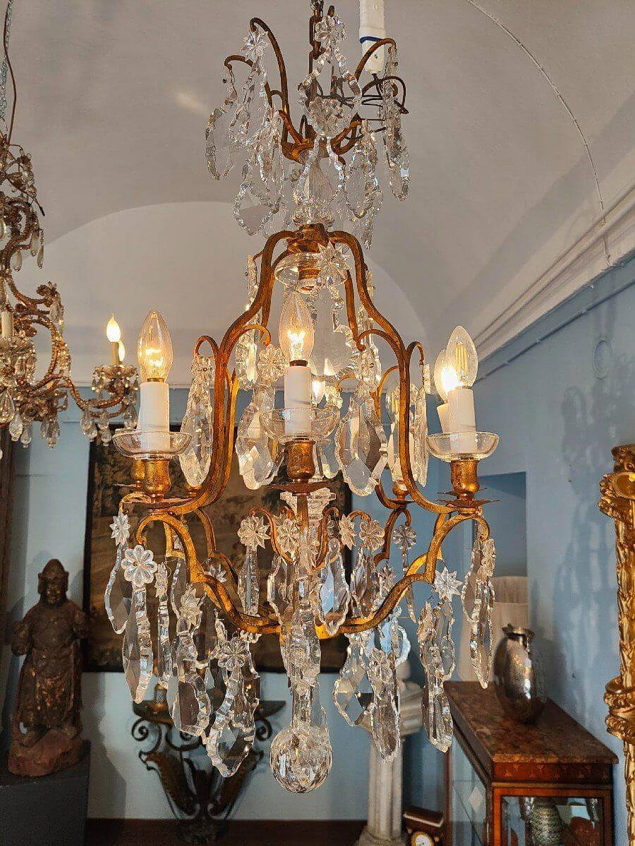 Lampadario in bronzo e cristalli Baccarat, inizio '900 10