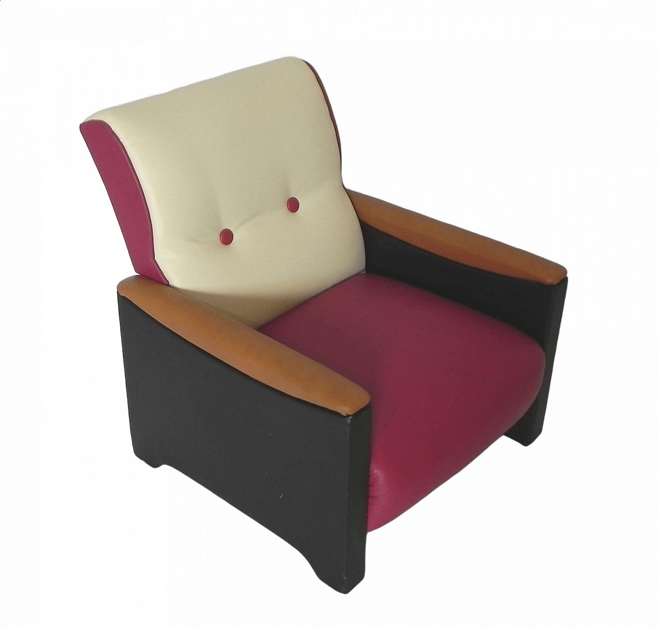Children's armchair in skai and leather, 1950s 12