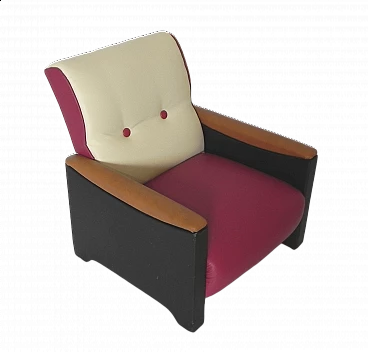 Children's armchair in skai and leather, 1950s