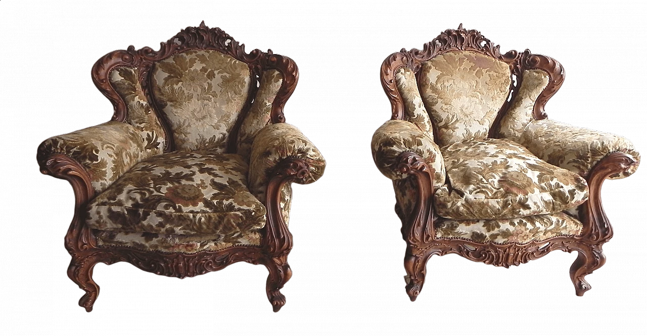 Coppia di poltrone in stile Barocco, anni '70 12