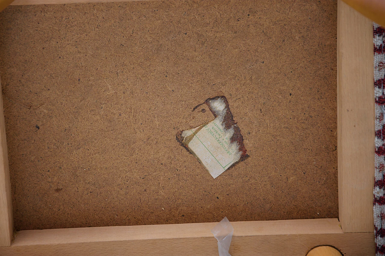 Sgabello poggiapiedi in legno di faggio imbottito, anni '60 11