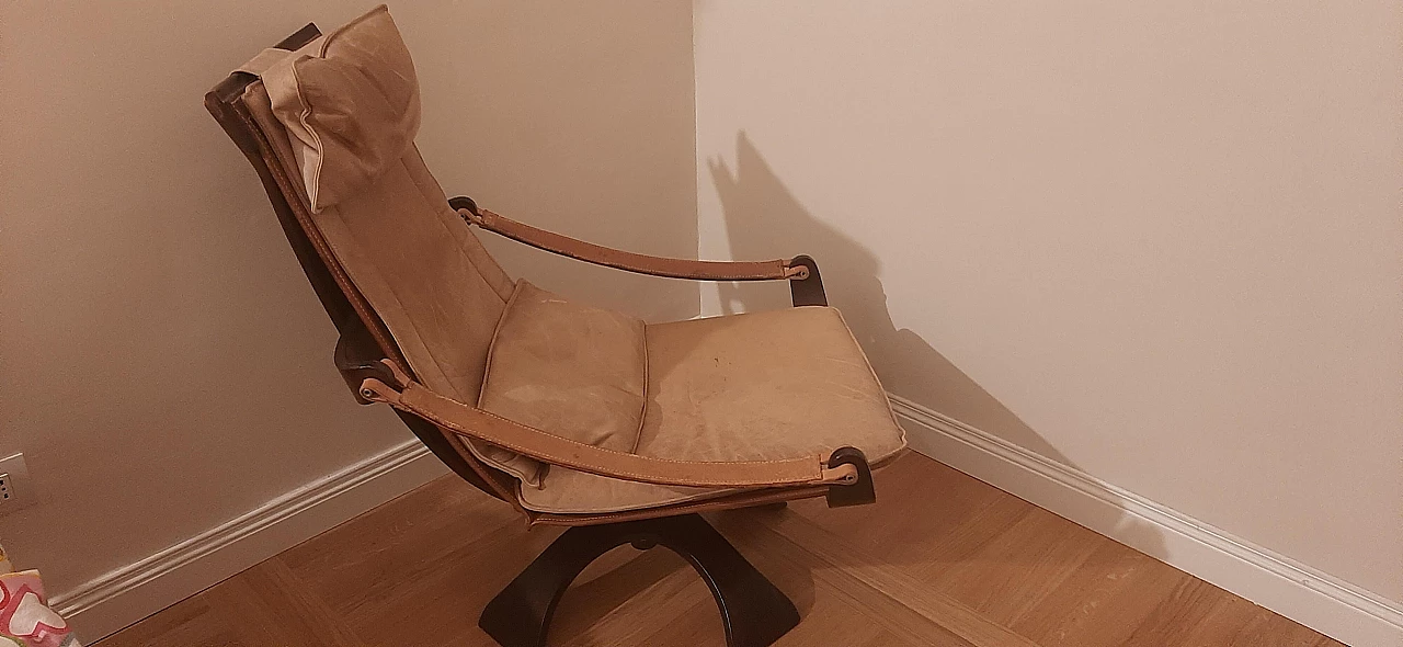 Nelo leather armchair by Ake Fribytten, 1970s 6