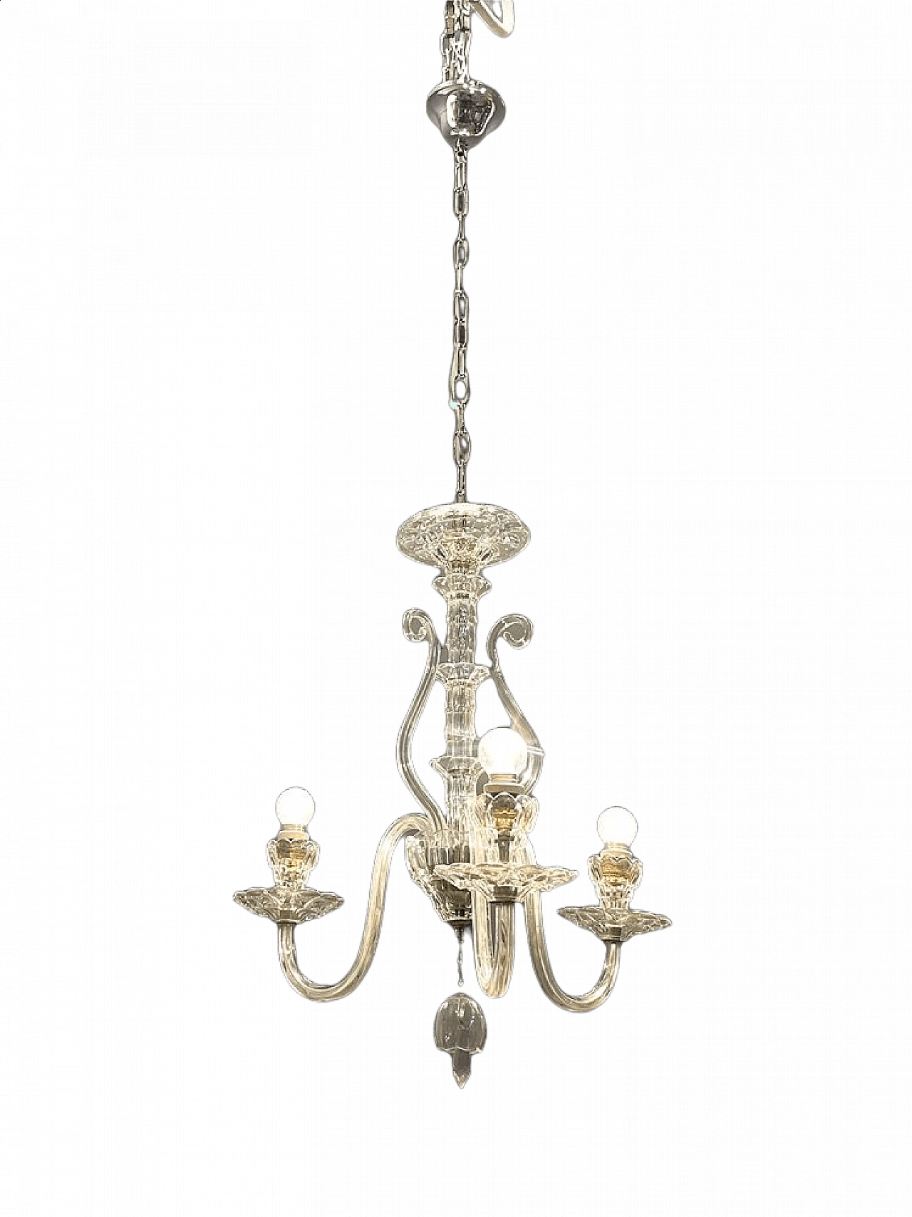 3-light Murano glass chandelier, 1950s 8
