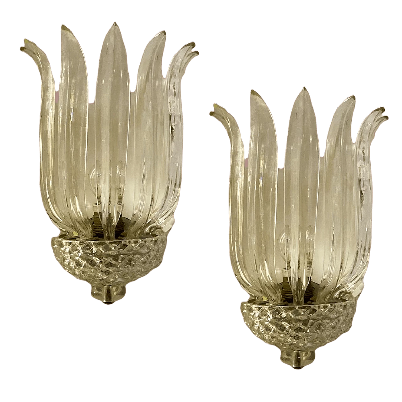 Pair of Art Deco Murano glass wall sconces, 1940s 9