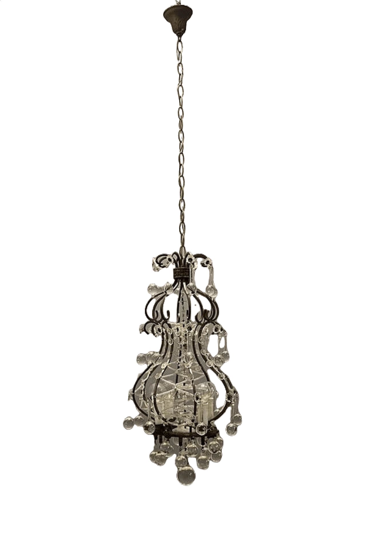 Lampadario con gocce in vetro di Murano, anni '50 13