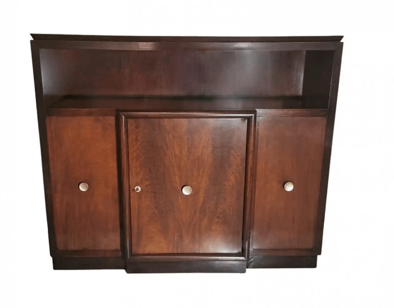 Credenza con ante in legno di noce, anni '30 1