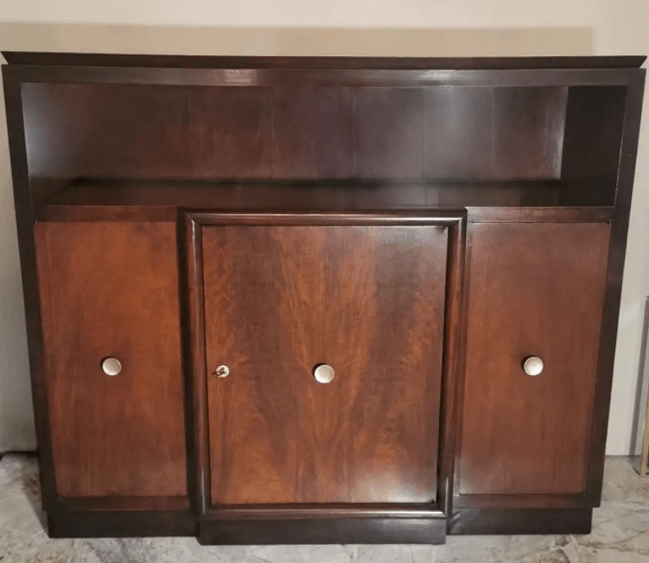 Credenza con ante in legno di noce, anni '30 2