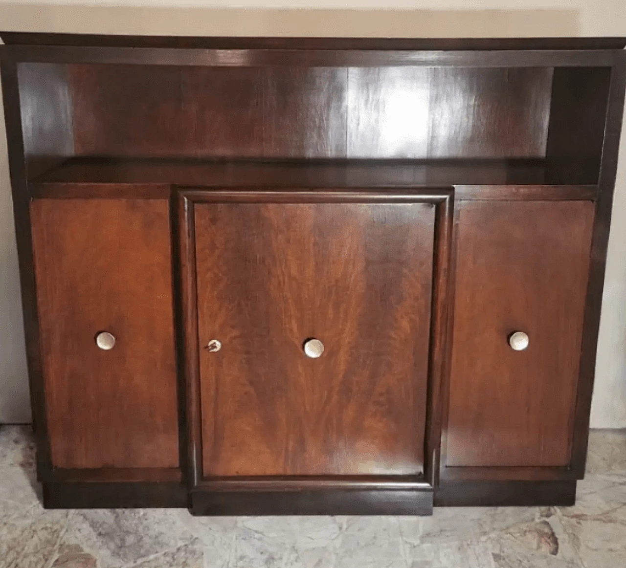 Credenza con ante in legno di noce, anni '30 3