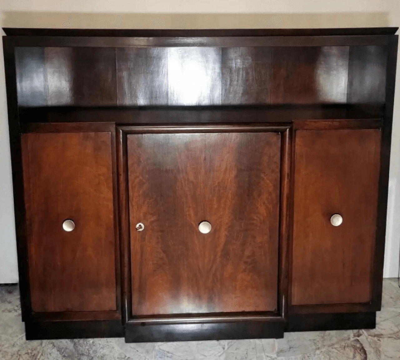 Credenza con ante in legno di noce, anni '30 4