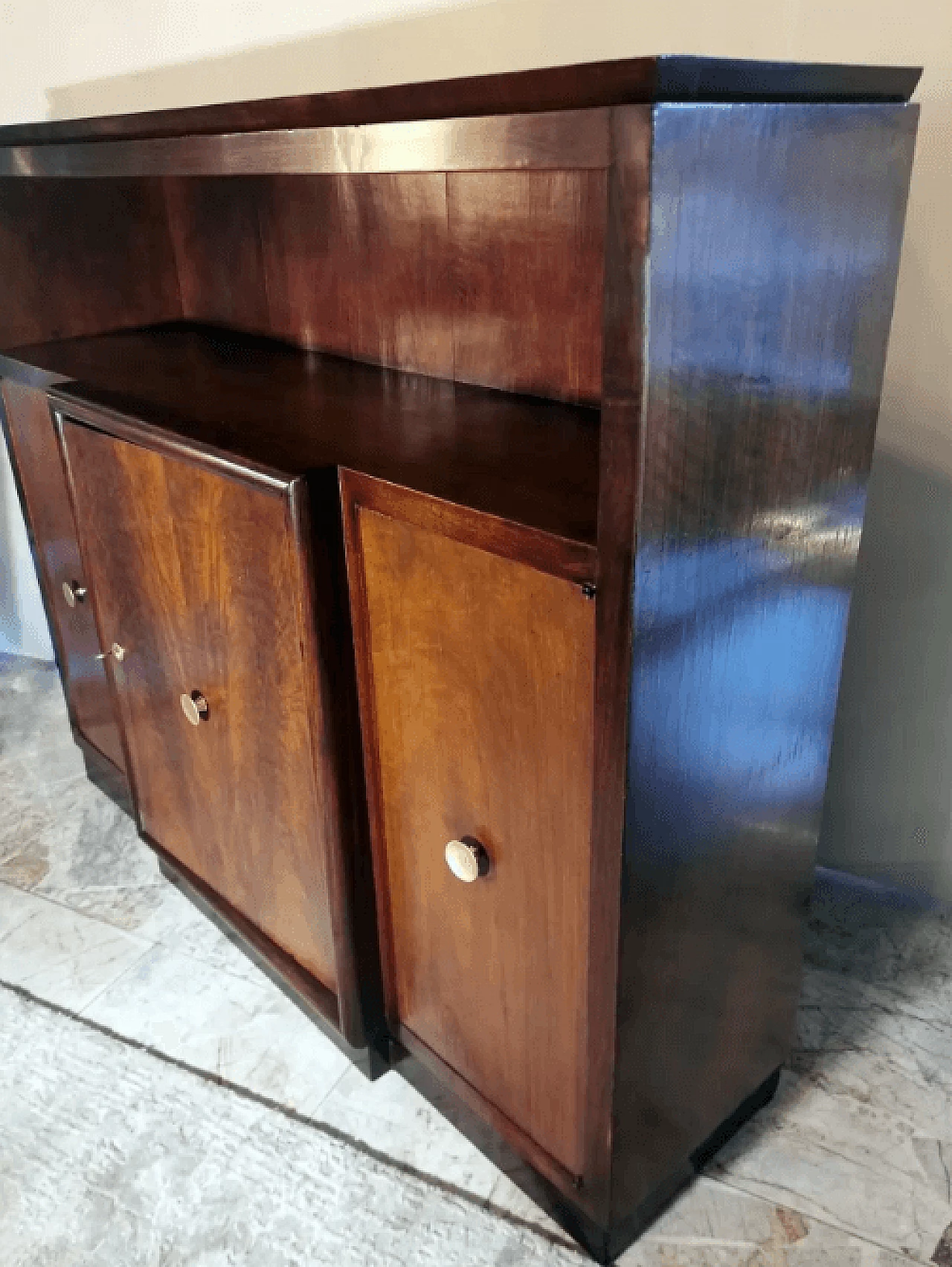 Credenza con ante in legno di noce, anni '30 5