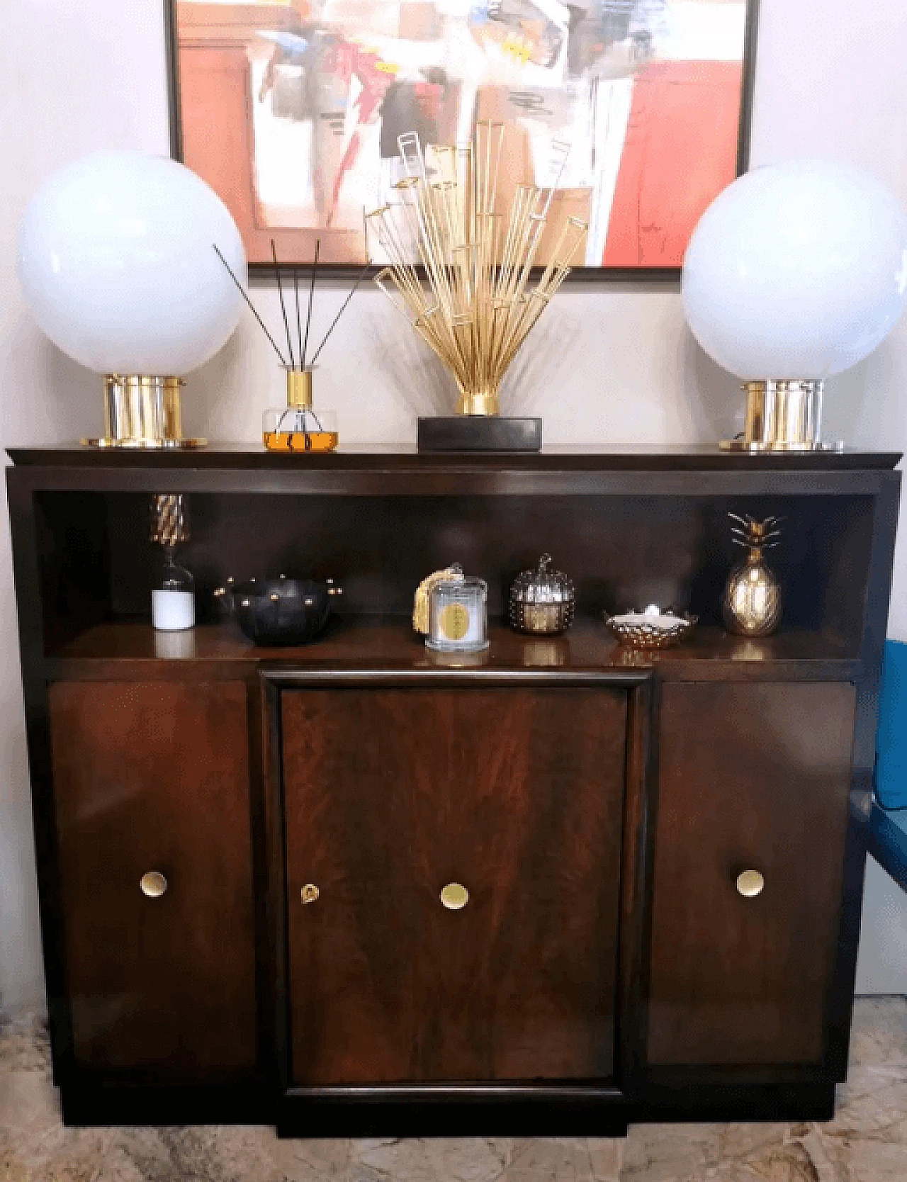 Credenza con ante in legno di noce, anni '30 17