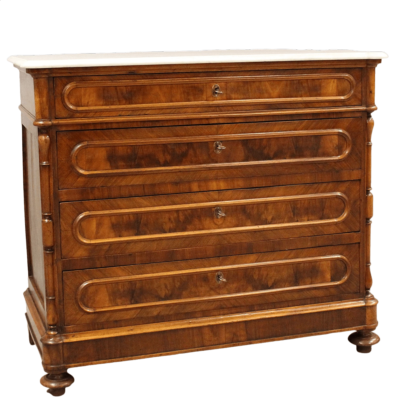 Comò in legno di noce e marmo di Carrara, Luigi Filippo, '800 8