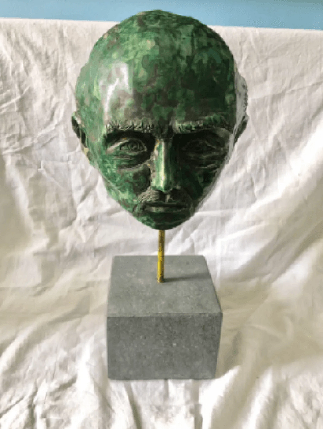 Scultura volto in granito e terracotta, anni '40 2