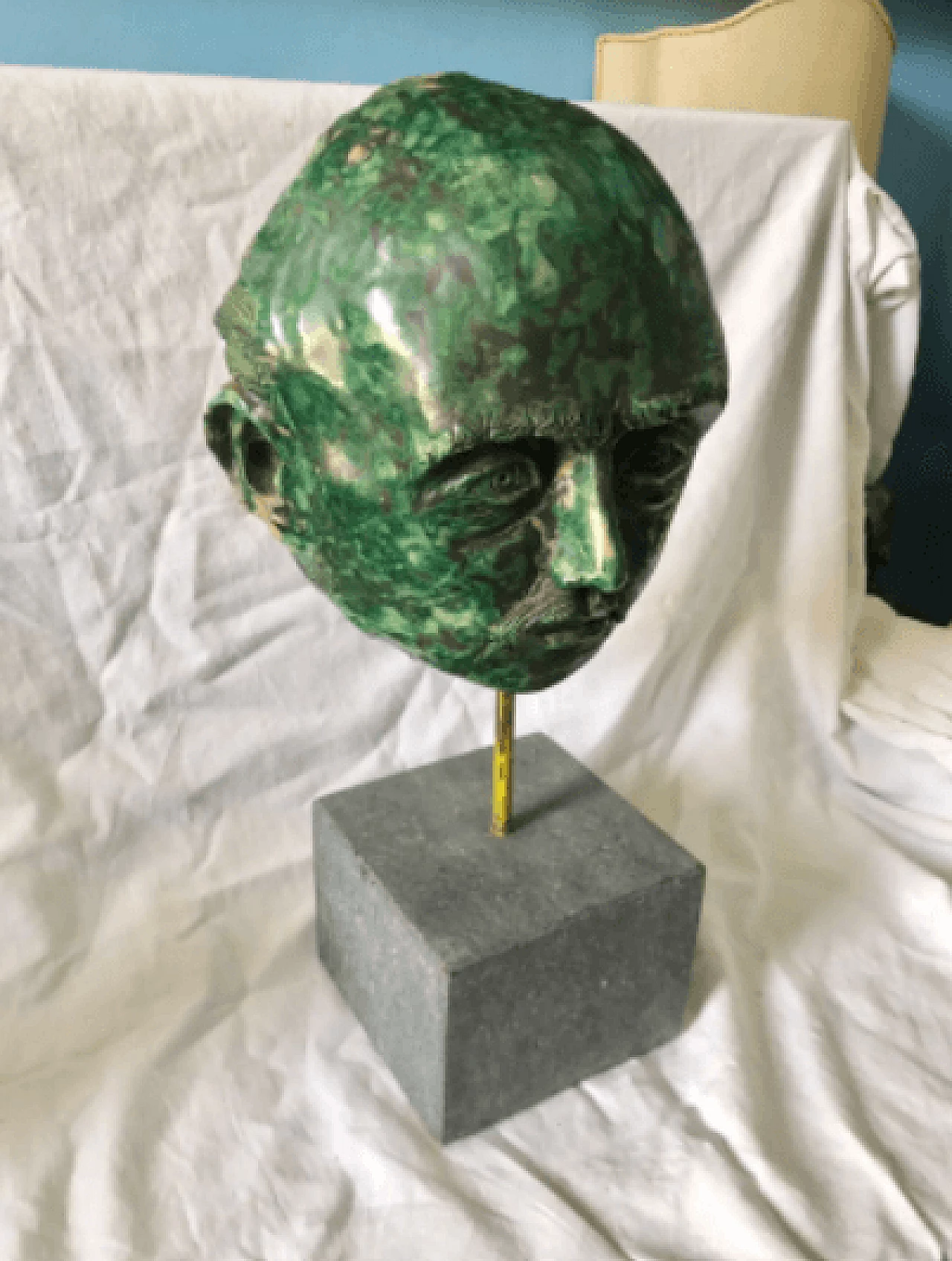 Scultura volto in granito e terracotta, anni '40 5