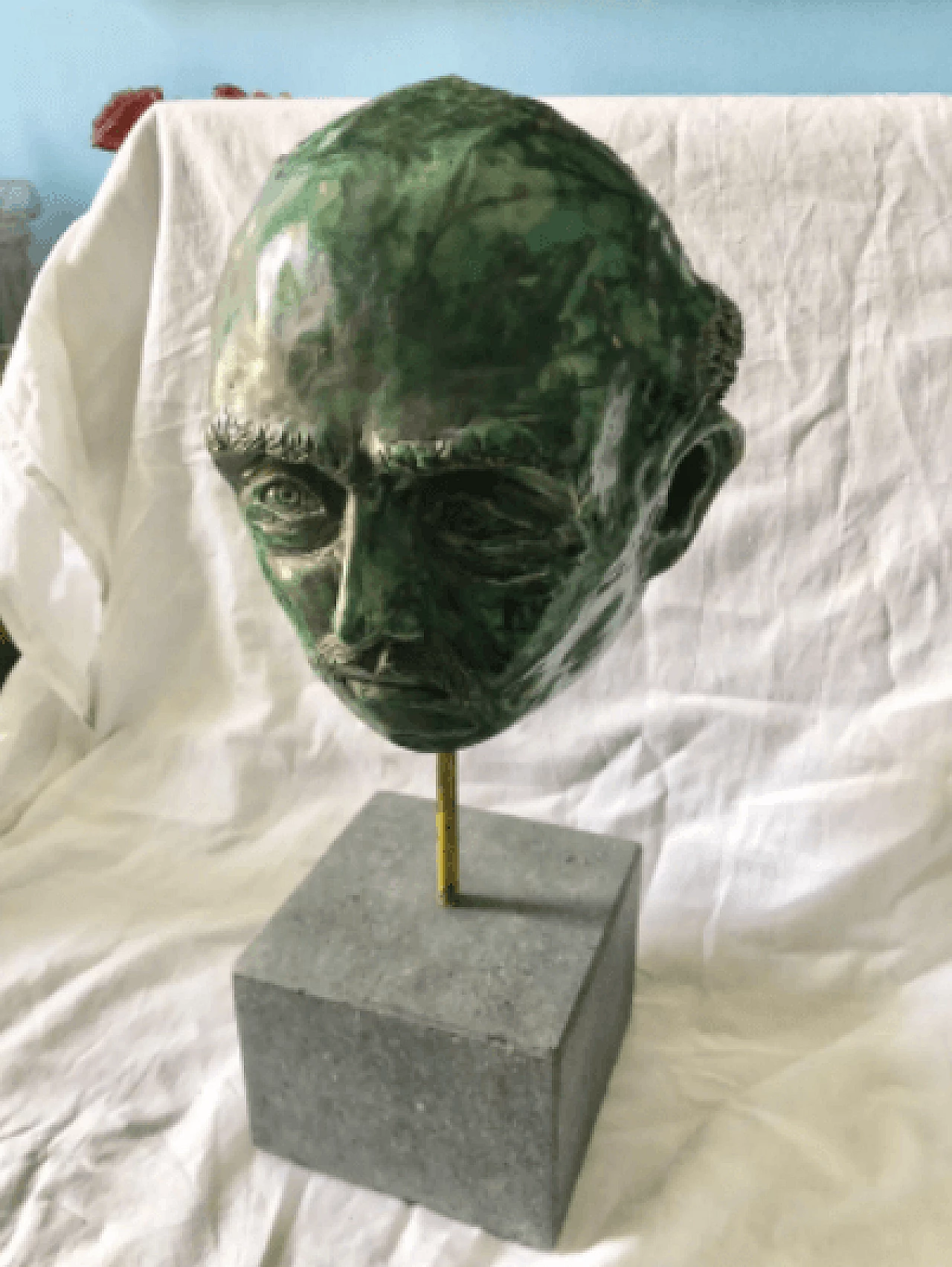 Scultura volto in granito e terracotta, anni '40 6