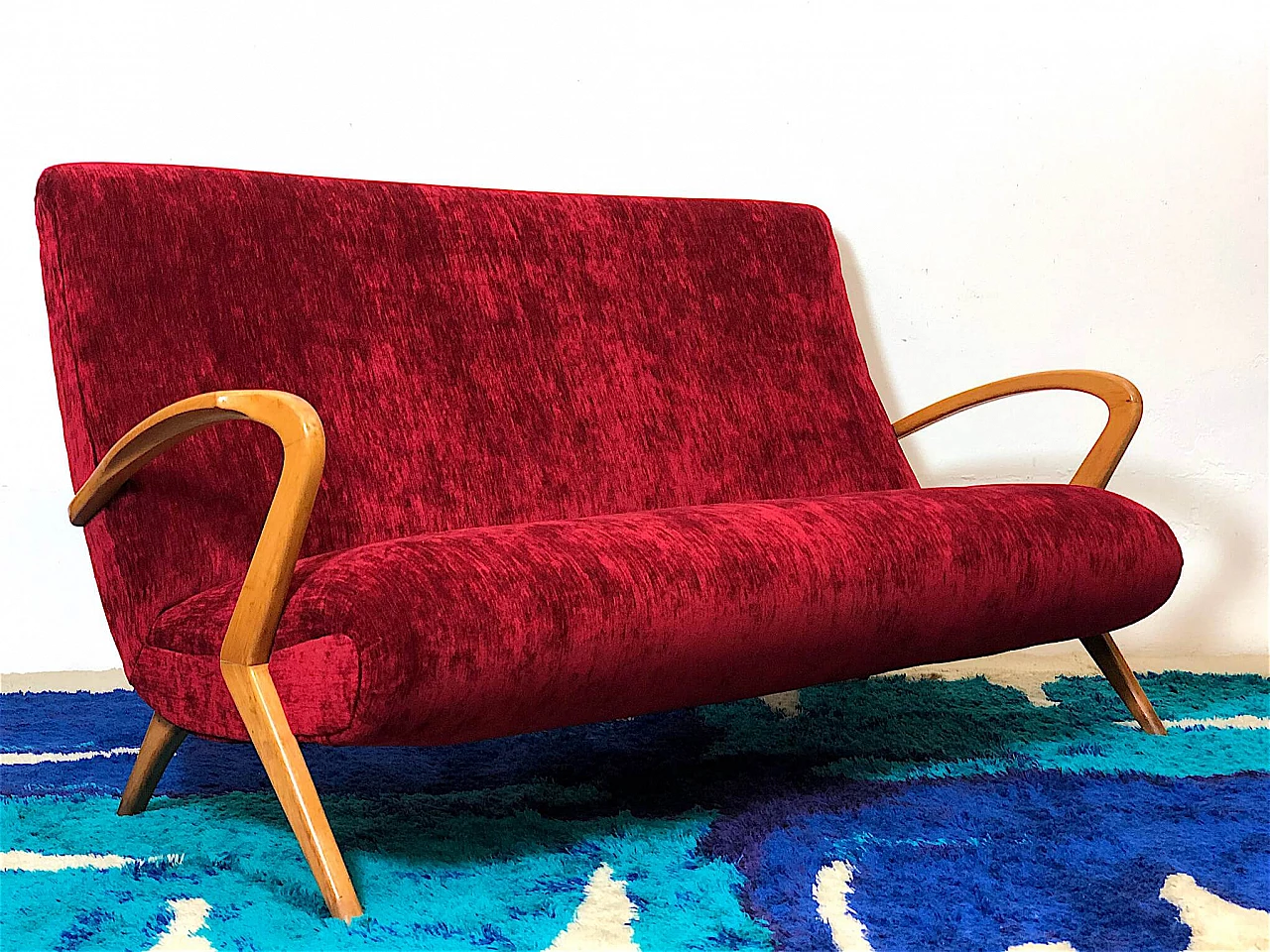Paolo Buffa velvet sofa, 1950s 2