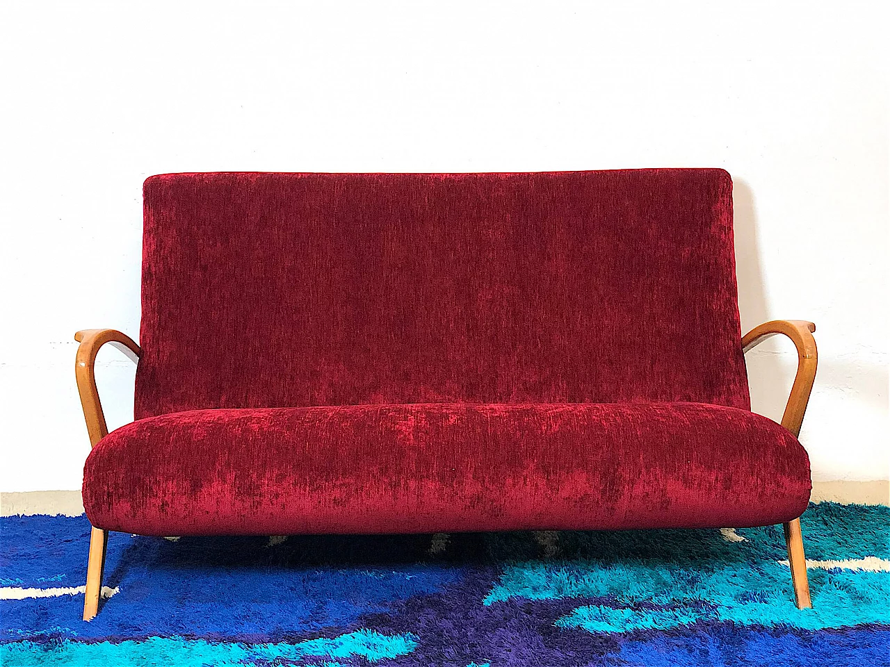 Paolo Buffa velvet sofa, 1950s 3