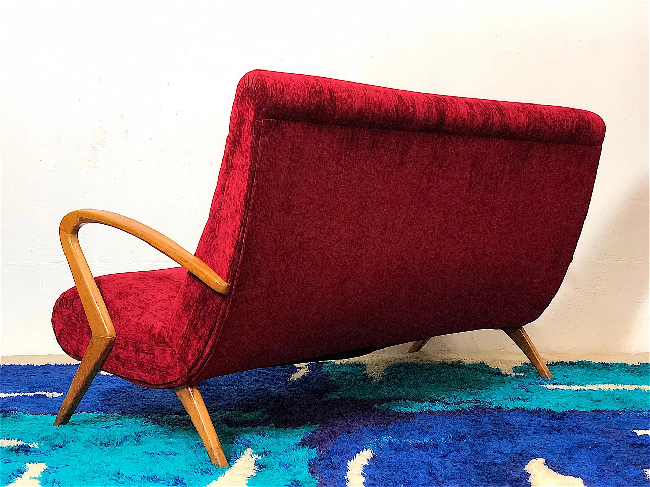 Paolo Buffa velvet sofa, 1950s 6