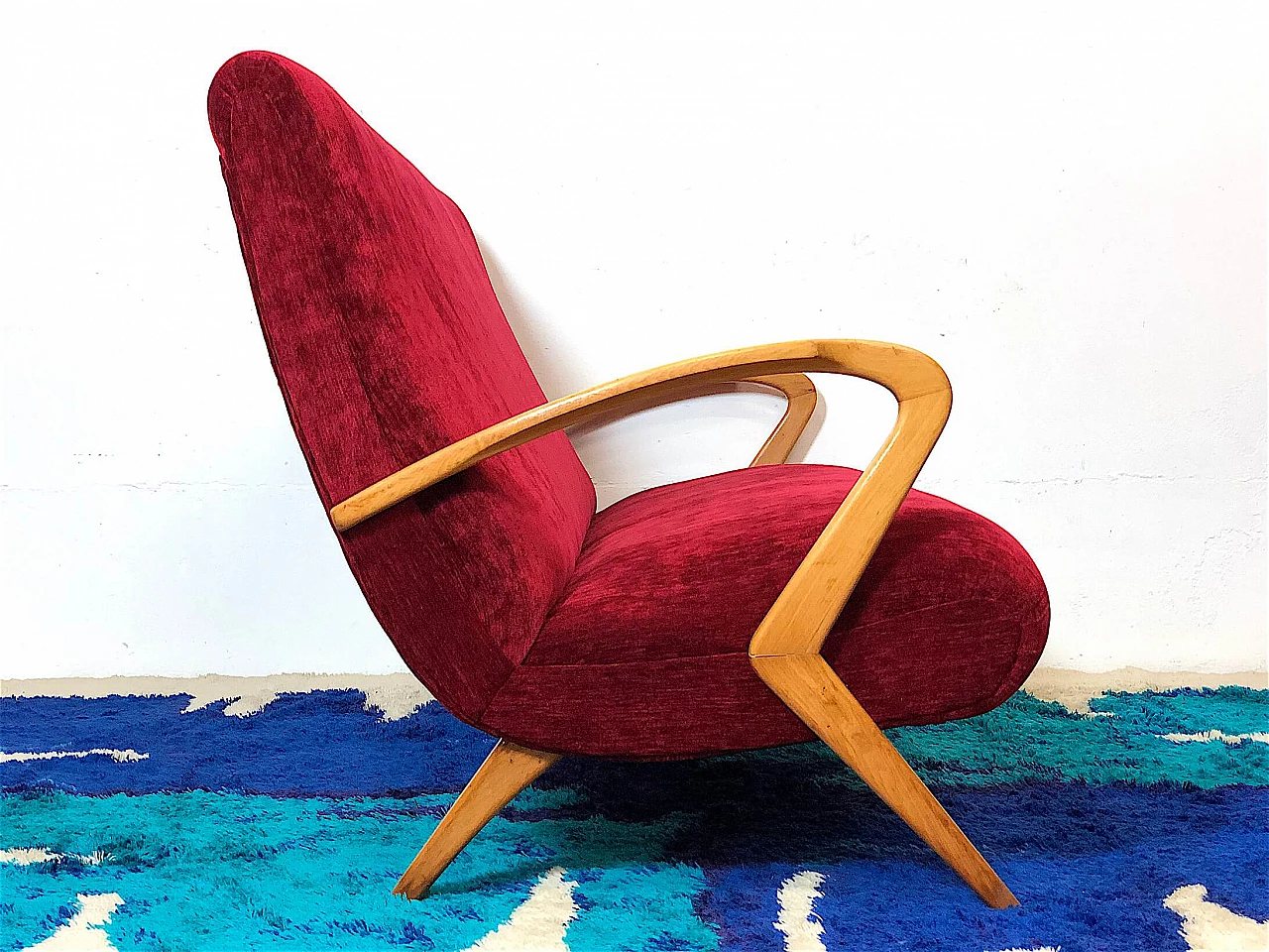 Paolo Buffa velvet sofa, 1950s 10