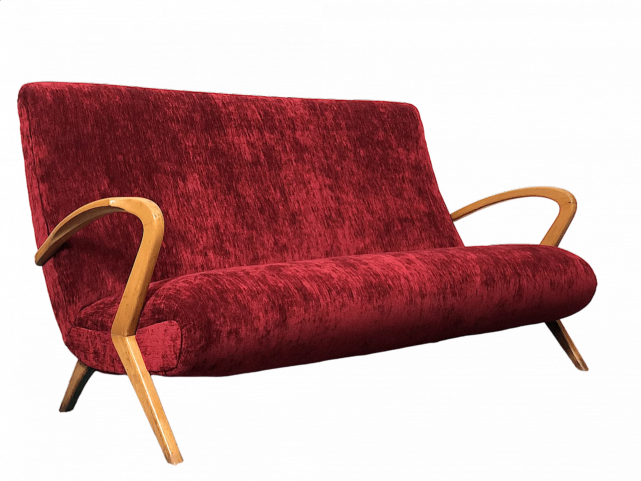 Paolo Buffa velvet sofa, 1950s 12