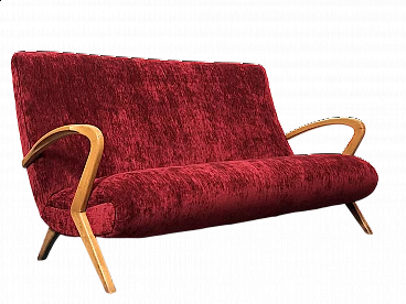 Paolo Buffa velvet sofa, 1950s