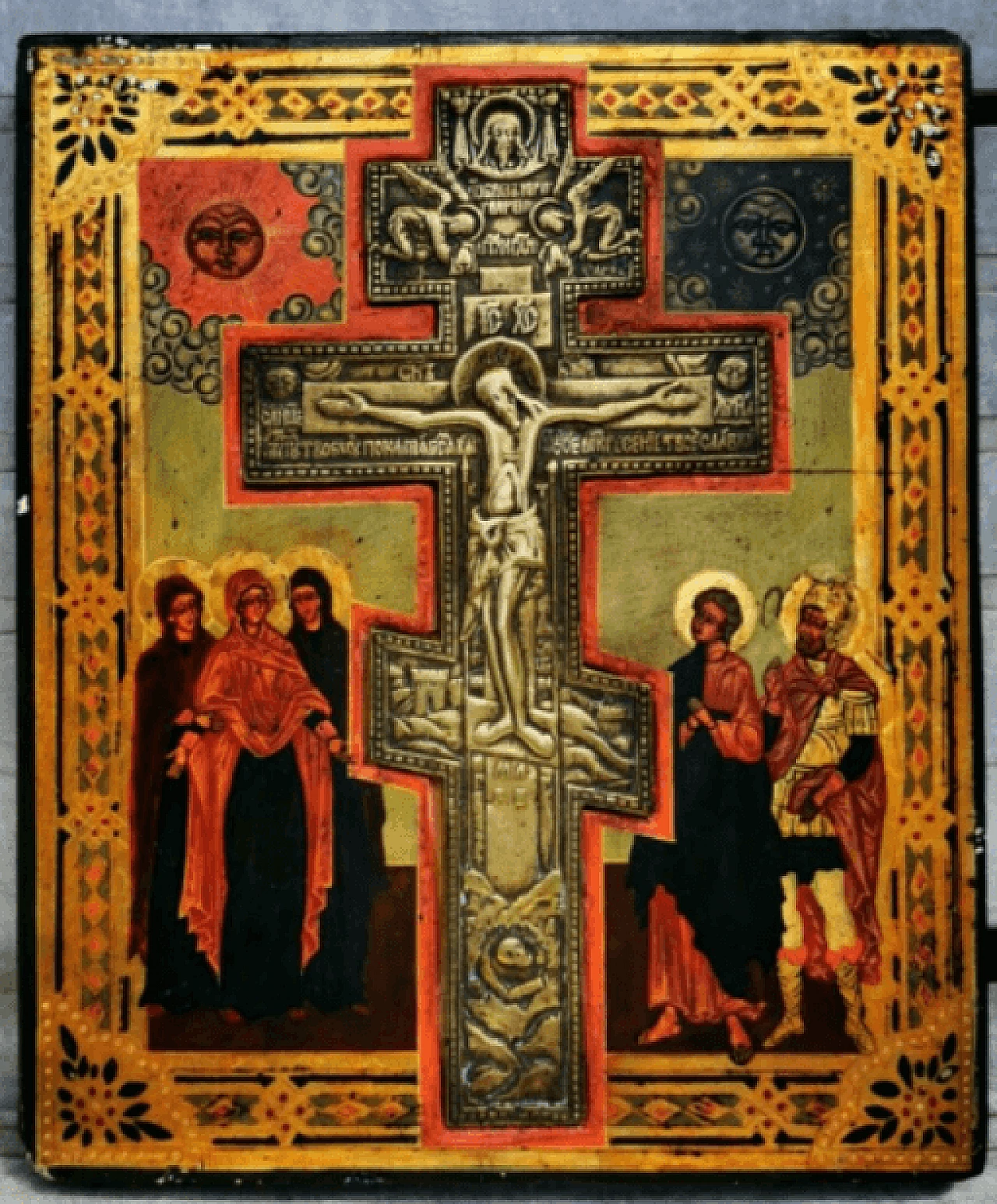 Crocifisso con santi, croce in bronzo, '800 1