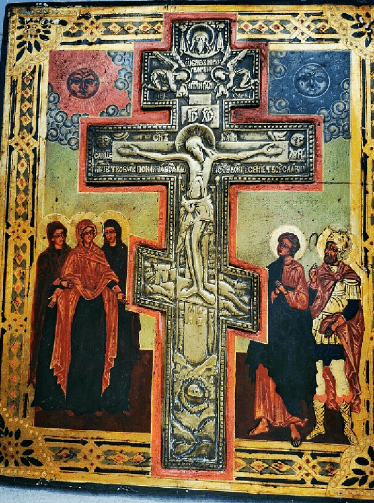 Crocifisso con santi, croce in bronzo, '800 5