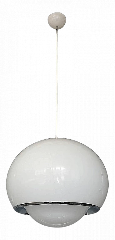 Lampada a sospensione Bud 3029 in alluminio e lucite di Luigi Massoni per Harvey Guzzini, anni '70