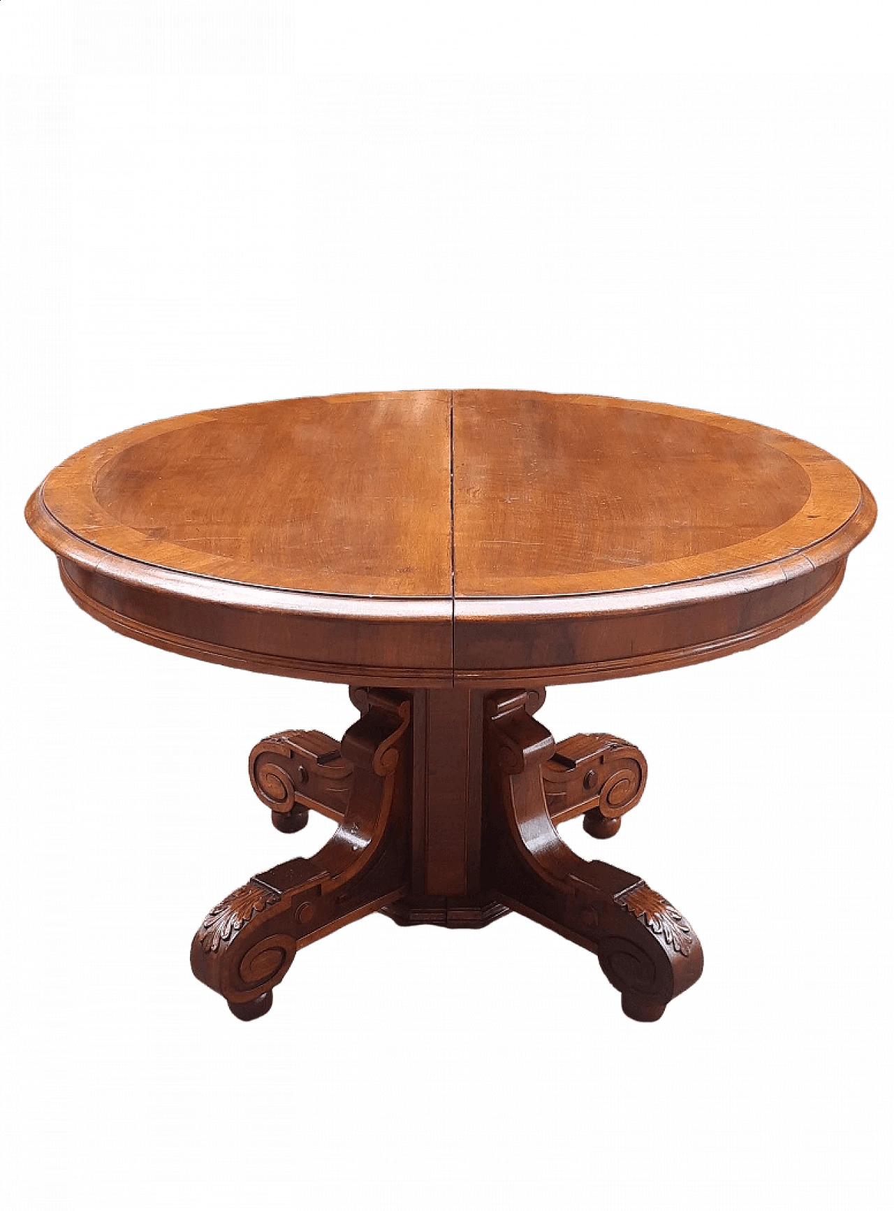 Tavolo rotondo allungabile in noce e ciliegio, '800 8