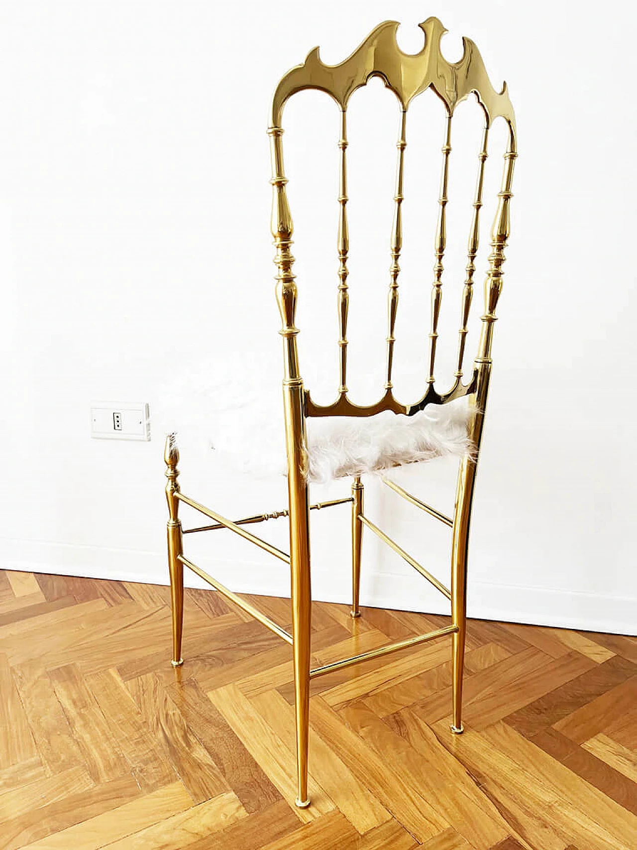 Chair in brass and synthetic fur by Gaetani Descalzi, 50s 5