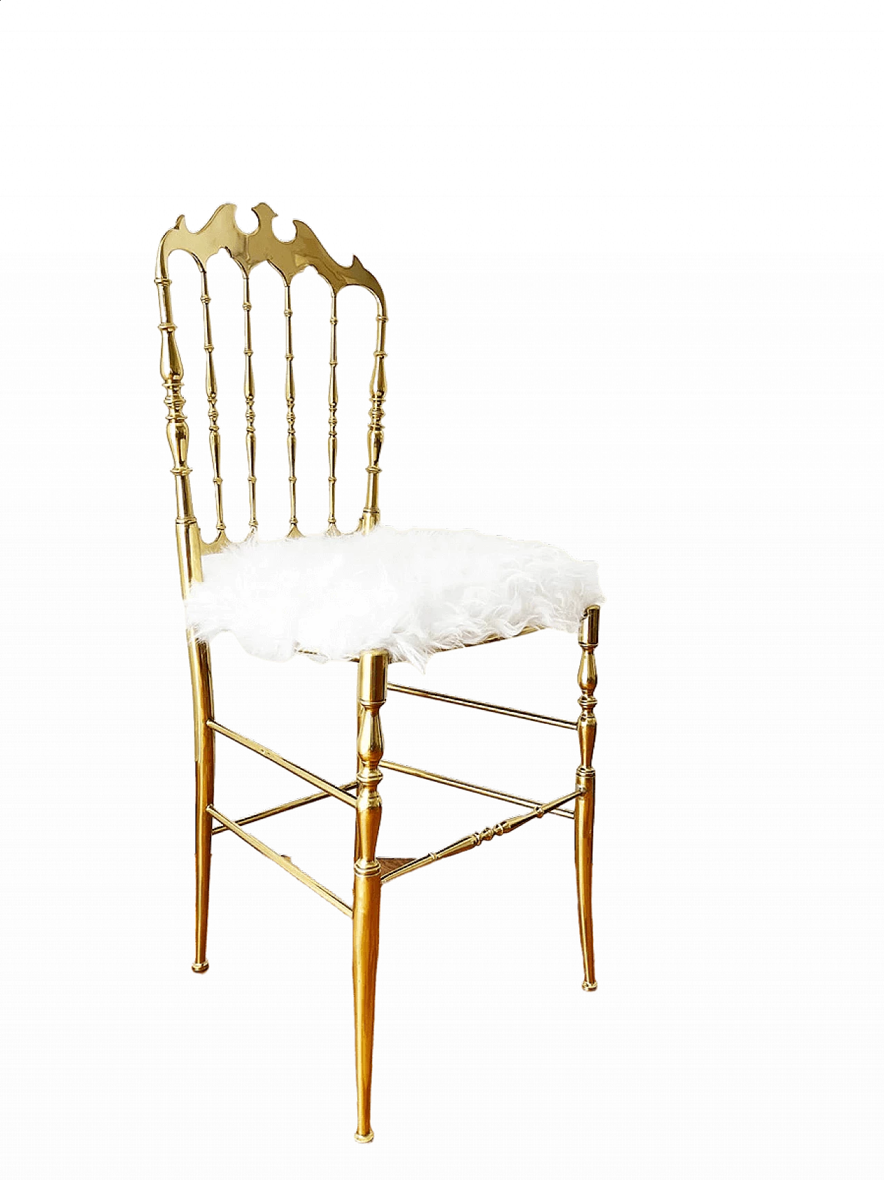 Chair in brass and synthetic fur by Gaetani Descalzi, 50s 6