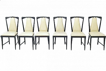 6 Chairs in rosewood, brass and skai by Osvaldo Borsani, 50s