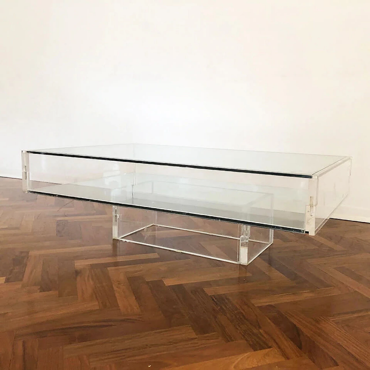 Coffe table in plexiglass and glass, 70s 4