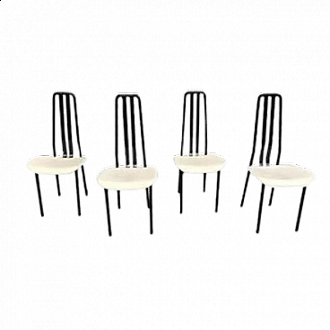 4 Chairs in metal and leather by Giorgio Cattelan for Cidue, 80s