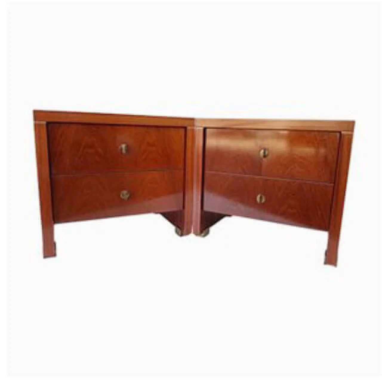 Pair of bedside tables in rosewood and brass by Pierre Balmain, 80s 1
