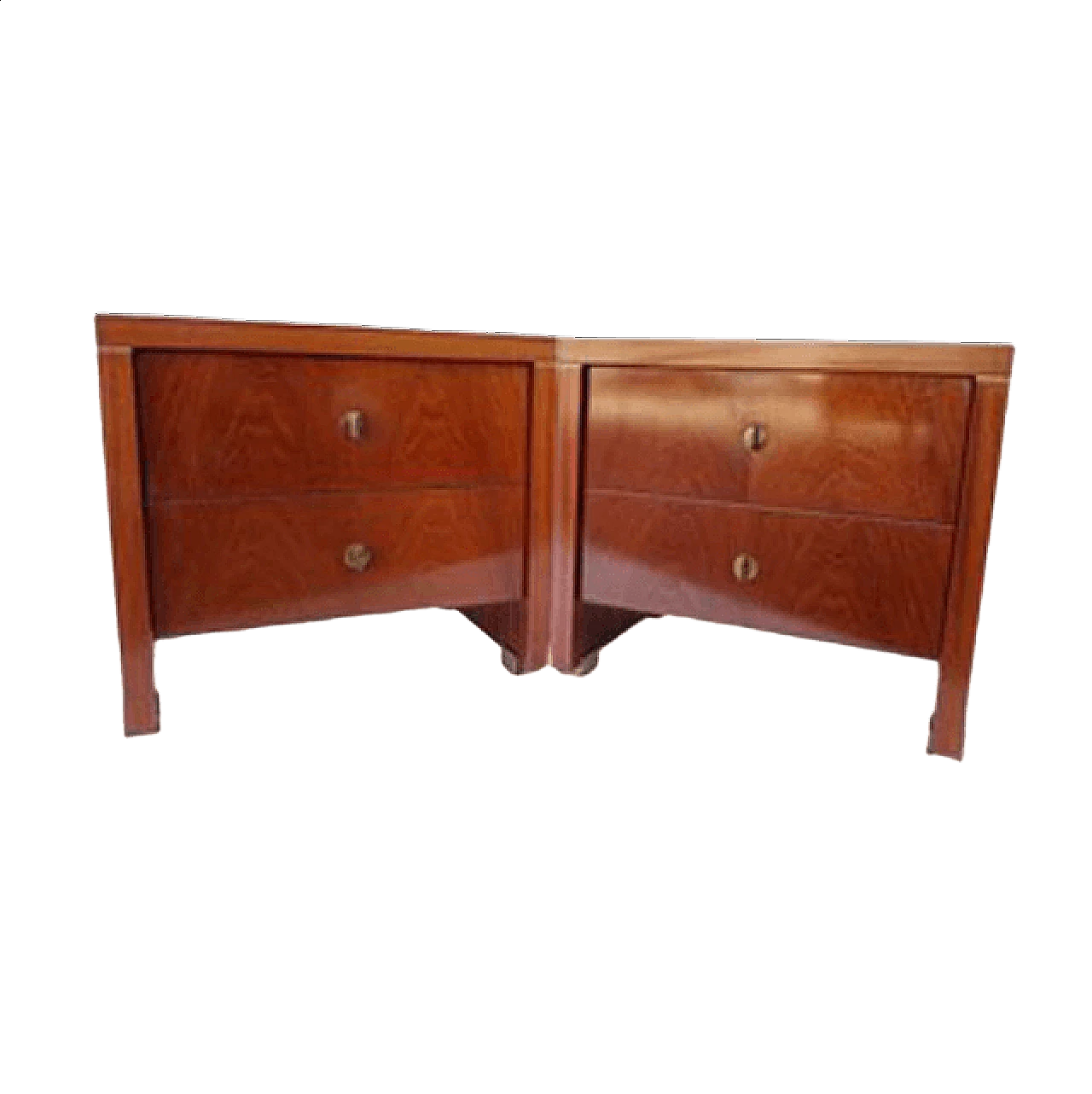 Pair of bedside tables in rosewood and brass by Pierre Balmain, 80s 2