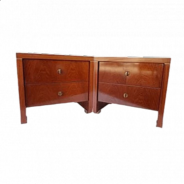 Pair of bedside tables in rosewood and brass by Pierre Balmain, 80s