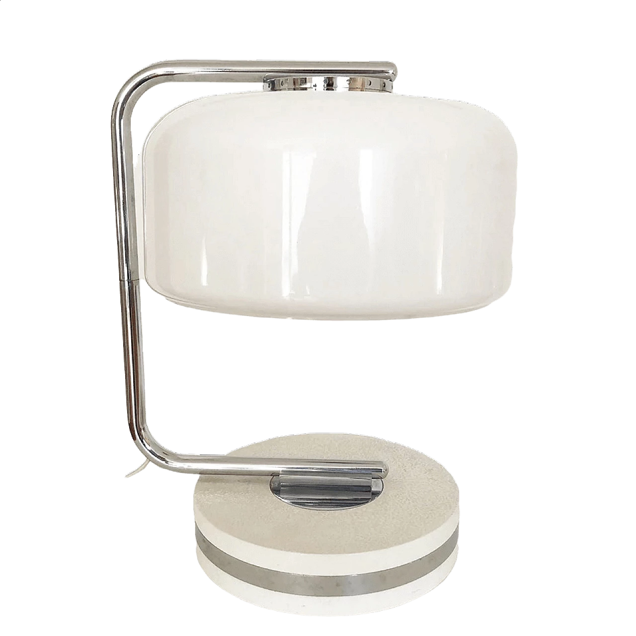 Adjustable table lamp in steel and plexiglass with travertine base, 70s 5